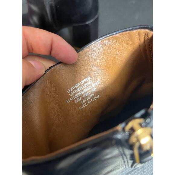 Tory Burch Women Ruby 90 Link Chain Black Leather Chunky Boots size 8.5 - Picture 8 of 9